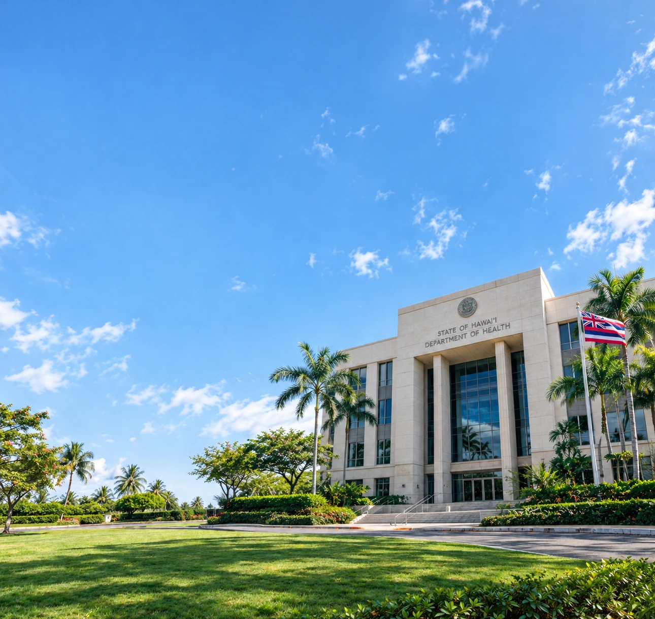 The State of Hawai'i Department of Health building, representing the jurisdictions Matterwire's engine traces, verifies, and correlates regulatory change across.